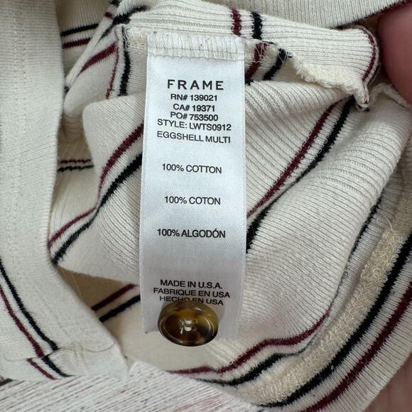 Frame‎ Denim Button Shoulder Striped Long Sleeve Top Women's XS White/Blue/Red - Picture 8 of 11